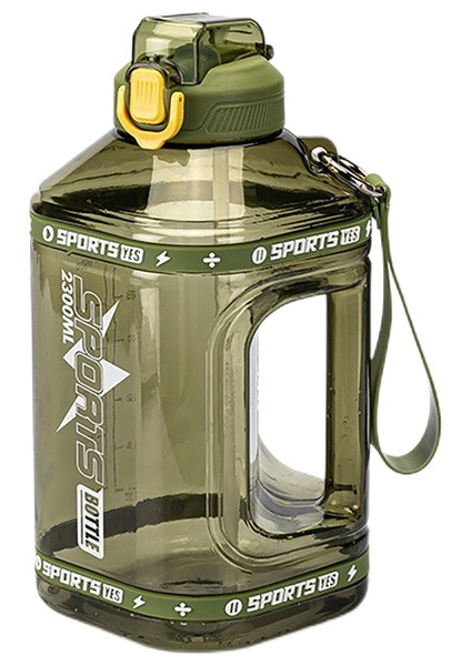 Yeşil Şeffaf 2.3l Ycalley Spor Su Şişesi 1.5 Litre Silikon Saman Su Şişesi 2.3 Litre Büyük Şişeler Taşınabilir Seyahat Şişe Spor Fitness Fincan (Yurt Dışından)