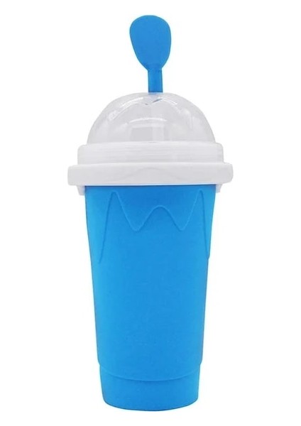 Mavi 301-400ML Dıy Slushy Maker Buz Bardağı Seyahat Taşınabilir Çift Katmanlı Silika Bardak Sıcak Yaz Soğutucu Buz Içine Smoothie Çocuk Yetişkin Slushy Kupası (Yurt Dışından)