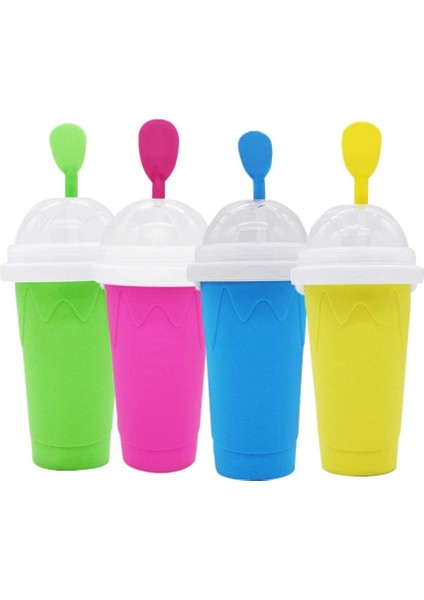 Mavi 301-400ML Dıy Slushy Maker Buz Bardağı Seyahat Taşınabilir Çift Katmanlı Silika Bardak Sıcak Yaz Soğutucu Buz Içine Smoothie Çocuk Yetişkin Slushy Kupası (Yurt Dışından)