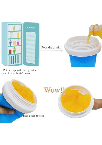 Mavi 301-400ML Dıy Slushy Maker Buz Bardağı Seyahat Taşınabilir Çift Katmanlı Silika Bardak Sıcak Yaz Soğutucu Buz Içine Smoothie Çocuk Yetişkin Slushy Kupası (Yurt Dışından)