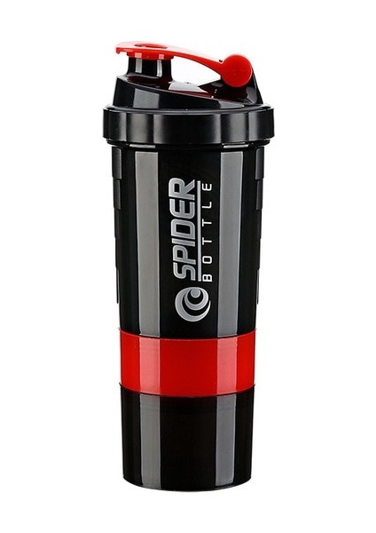 Kırmızı 500 ml Plastik Su Şişesi Protein Tozu Shake Bardağı Büyük Kapasiteli Karıştırma Fincan Taşınabilir Fitness Egzersiz Sallama Fincan Bahar Fincan (Yurt Dışından)
