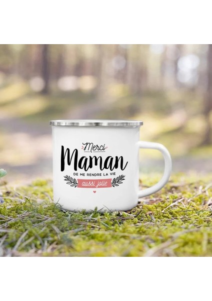 UXH210869-A015WH-8 360 ml Dünyanın En Iyi Baba ve Anne Fransız Baskı Kupa Açık Içecek Süt Kahve Fincanı Kamp Emaye Kupalar Baba Anne Için Şenlikli Doğum Günü Hediyesi (Yurt Dışından)