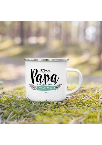UXH210869-A015WH-8 360 ml Dünyanın En Iyi Baba ve Anne Fransız Baskı Kupa Açık Içecek Süt Kahve Fincanı Kamp Emaye Kupalar Baba Anne Için Şenlikli Doğum Günü Hediyesi (Yurt Dışından)