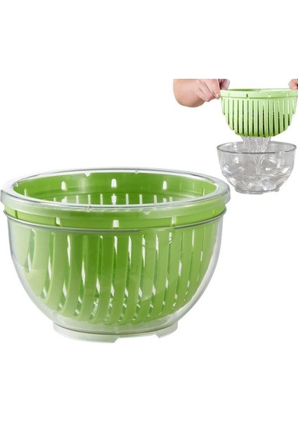 Yeşil Salata Doğrayıcı Kapaklı Kase Kaliteli Salata Saklama Kabı Meyve ve Sebze Kesici ve Yıkama Kasesi Ev Için Dayanıklı Meyve Kurutma Kasesi (Yurt Dışından) fırsatları