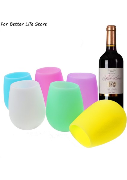 GJ-173 B Gül Kırmızı 301-400 ml 1 Adet 6 Renk 82G Silikon Şarap Bardağı Içecek Su Bardağı Kamp Parti Için Yıkanabilir ve Yeniden Kullanılabilir Sonbahar Önleme Kokusuz (Yurt Dışından)
