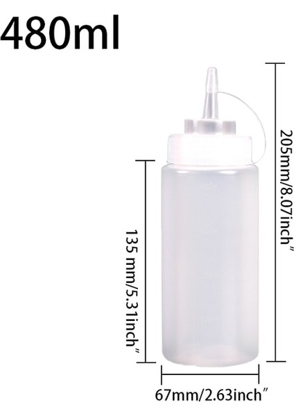 BEYAZ-480ML Sıkma Fışkırtma Çeşni Şişeleri Plastik Sıkma Fışkırtma Şişeleri, Kapaklı Kapaklı Ayrı Ölçüm Kabı (Yurt Dışından)