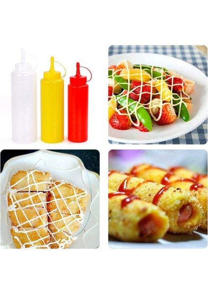 BEYAZ-480ML Sıkma Fışkırtma Çeşni Şişeleri Plastik Sıkma Fışkırtma Şişeleri, Kapaklı Kapaklı Ayrı Ölçüm Kabı (Yurt Dışından) fırsatları