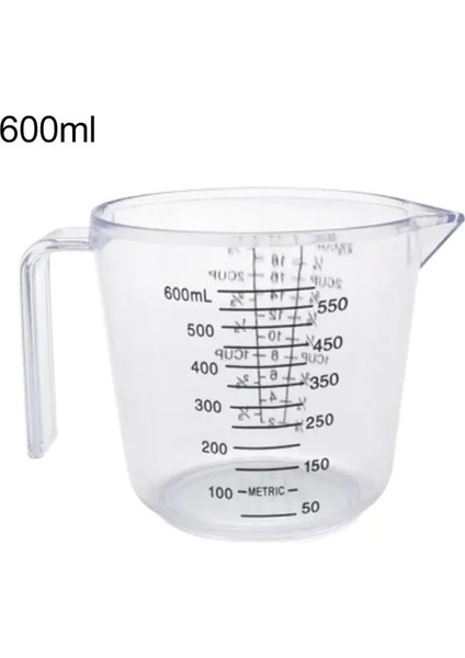 TRANSPARENT600ML 150/300/600ML Kolu Su Süt Yumurta Ölçeği Ölçüm Fincan Kupa Ölçüm Aracı (Yurt Dışından)