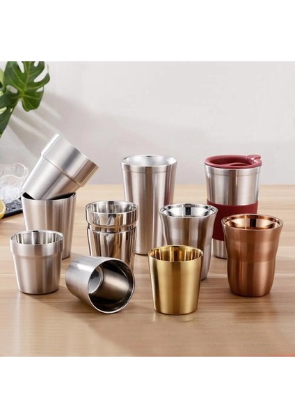 201 300ML Gösterisi Olarak Yüksek Kaliteli Çift Duvar Paslanmaz Çelik Bardak ve Kupalar Metal Soğuk Bira Bardağı Bar Parti Kahve Kupa Meyve Suyu Bardağı 175/260/300/480ML (Yurt Dışından)