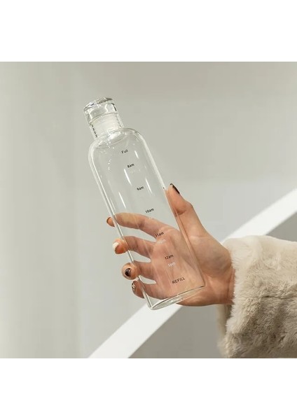 Beyaz 700 ml Yeni Su Bardağı Spor Su Şişesi Zaman Ölçeği ile Çift Plastik Taşınabilir Su Deposu Anti-Damla Açık Su Şişesi (Yurt Dışından)