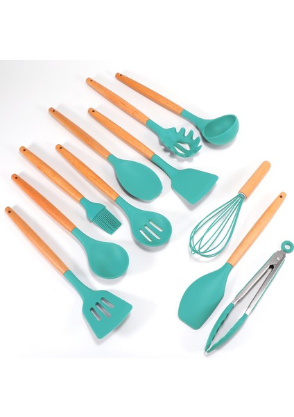 5 Adet Yeşil 12 Adet Silikon Yapışmaz Pişirme Gereçleri Seti Aracı Mutfak Spatula Pota Kürek Yumurta Greak Kaşık Çorba Isıya Dayanıklı Tutucu (Yurt Dışından) fırsatları