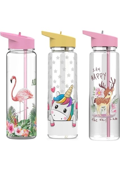 Stil 6 750ML 750ML/25OZ 100% Tritan Spor Açık Saman Su Şişesi Flamingolar ve Tek Boynuzlu At Baskı Içeceğim Suyu Kolu Saman Su Isıtıcısı (Yurt Dışından)