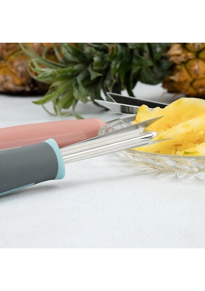 Bule Paslanmaz Çelik Ananas Özel Bıçağı, Ananas Kabuğunu Soyma, Ananas Gözleri Kazma, Silikon Kaymaz Sap, Meyve Dükkanı Aletleri (Yurt Dışından) modelleri