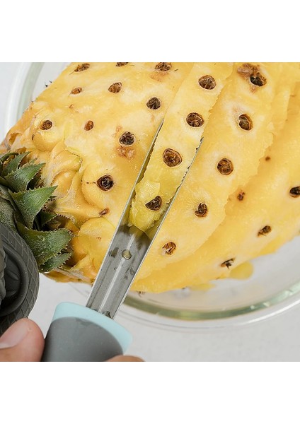 Bule Paslanmaz Çelik Ananas Özel Bıçağı, Ananas Kabuğunu Soyma, Ananas Gözleri Kazma, Silikon Kaymaz Sap, Meyve Dükkanı Aletleri (Yurt Dışından) indirimleri