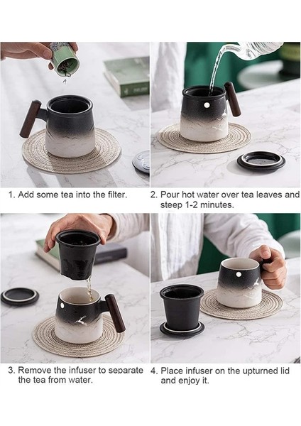 B 301-400 ml Güzel Çay Kupaları Seramik Vintage Çay Kahve Fincanı Bira Büyük Kupa Demlik Kapaklı Ahşap Saplı Sofra Kişiselleştirilmiş Hediyeler (Yurt Dışından)