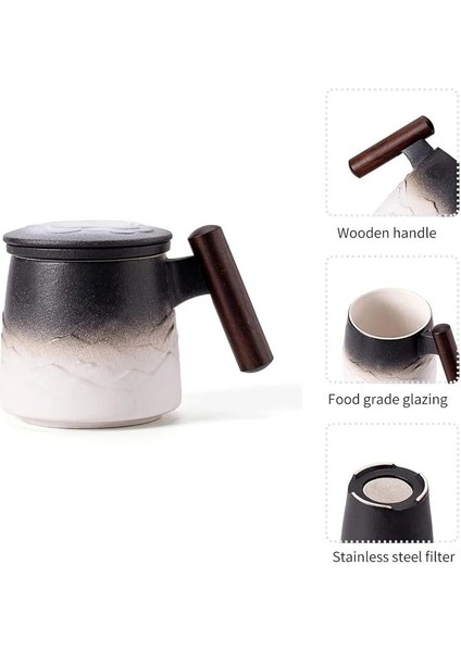 B 301-400 ml Güzel Çay Kupaları Seramik Vintage Çay Kahve Fincanı Bira Büyük Kupa Demlik Kapaklı Ahşap Saplı Sofra Kişiselleştirilmiş Hediyeler (Yurt Dışından)