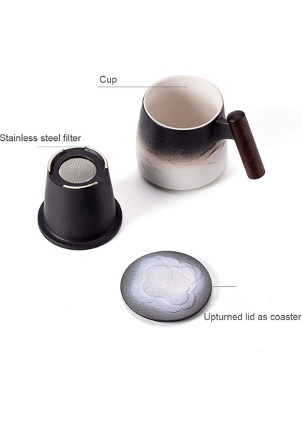 B 301-400 ml Güzel Çay Kupaları Seramik Vintage Çay Kahve Fincanı Bira Büyük Kupa Demlik Kapaklı Ahşap Saplı Sofra Kişiselleştirilmiş Hediyeler (Yurt Dışından)