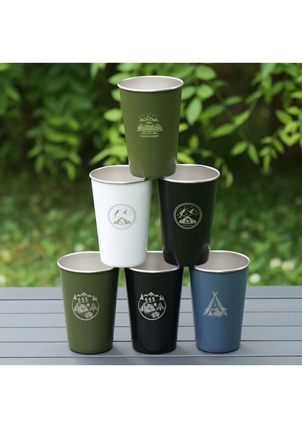 Y Tipi 350-500 ml 4 Adet / Takım Açık Kamp 304 Paslanmaz Çelik Bira Bardağı Kahve Fincanı Kupa Saklama Çantası ile Silikon Bardak Kol Orijinal Kupalar Sofra (Yurt Dışından)