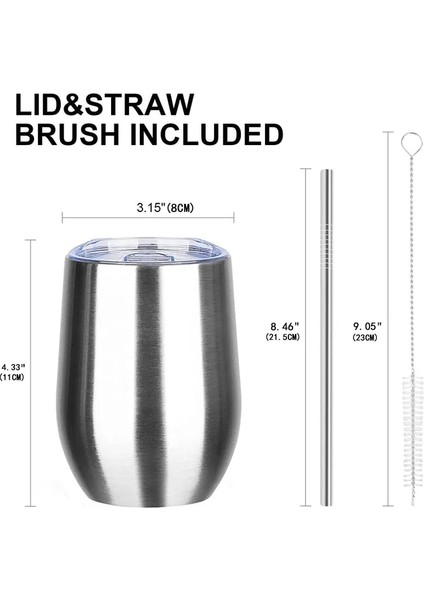 Doğal Renk Seti 12OZ Paslanmaz Çelik Bira Kupaları Kapaklı ve Saman Soğuk Içecek Içme Metal Bardaklar Kokteyl Kupa Bar Drinkware Kahve Kupa Bardak (Yurt Dışından)