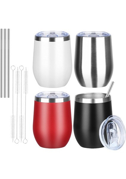 Doğal Renk Seti 12OZ Paslanmaz Çelik Bira Kupaları Kapaklı ve Saman Soğuk Içecek Içme Metal Bardaklar Kokteyl Kupa Bar Drinkware Kahve Kupa Bardak (Yurt Dışından) fiyatları