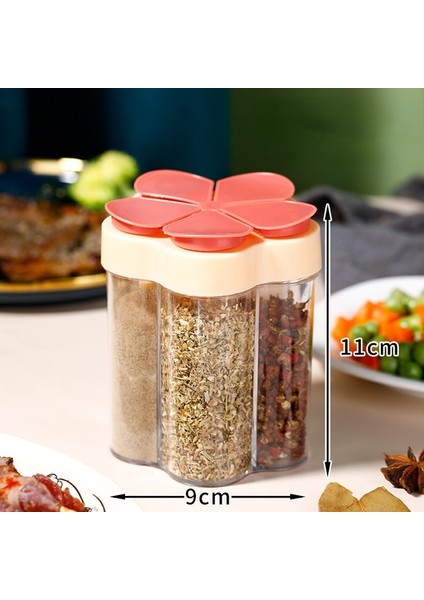 Kırmızı 5 In 1 Plastik Baharat Kavanoz Konteyner Baharat Şişesi Baharat Organizatör Açık Kamp Baharat Kabı Mutfak Aletleri (Yurt Dışından)
