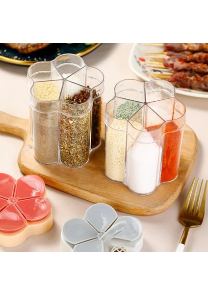 Kırmızı 5 In 1 Plastik Baharat Kavanoz Konteyner Baharat Şişesi Baharat Organizatör Açık Kamp Baharat Kabı Mutfak Aletleri (Yurt Dışından) modelleri