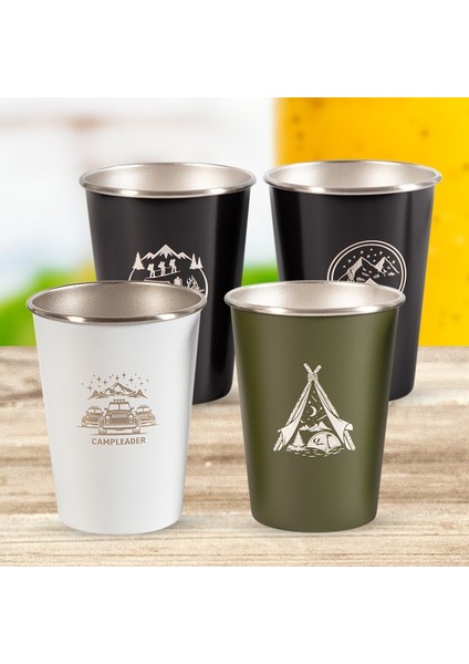 Y Tipi 350-500 ml 4 Adet / Takım Açık Kamp 304 Paslanmaz Çelik Bira Bardağı Kahve Fincanı Kupa Saklama Çantası ile Silikon Bardak Kol Orijinal Kupalar Sofra (Yurt Dışından)