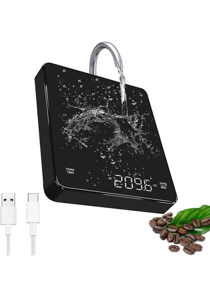 Siyah 3 Kg/0.1 Dijital Kahve Terazisi LED Ekran Elektronik Tartı Dahili Otomatik Zamanlayıcı Taşınabilir Ev Mutfak Ağırlık Terazileri (Yurt Dışından)