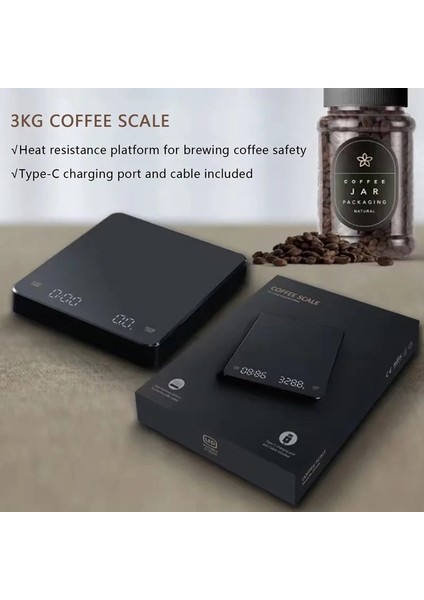 Siyah 3 Kg/0.1 Dijital Kahve Terazisi LED Ekran Elektronik Tartı Dahili Otomatik Zamanlayıcı Taşınabilir Ev Mutfak Ağırlık Terazileri (Yurt Dışından) modelleri