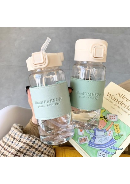Yeşil 400ML 1 Adet Yaratıcı Pipetli Su Şişesi Taşınabilir Sevimli Plastik Içme Suyu Şişesi Sızdırmaz Drinkware Içme Süt Kahve Çay (Yurt Dışından)