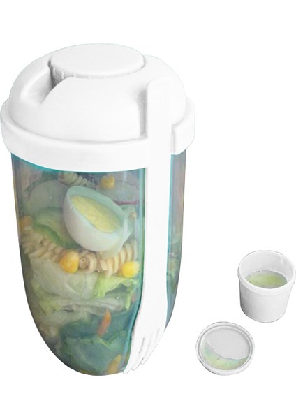 Pembe 1000ML Taşınabilir Salata Çalkalayıcı Bardak Meyve Öğle Yemeği Soyunma Tutucu Sebze Çatal ile Büyük Kapasiteli Salata Aracı Mutfak Aksesuarları (Yurt Dışından)