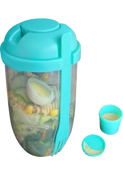 Pembe 1000ML Taşınabilir Salata Çalkalayıcı Bardak Meyve Öğle Yemeği Soyunma Tutucu Sebze Çatal ile Büyük Kapasiteli Salata Aracı Mutfak Aksesuarları (Yurt Dışından)