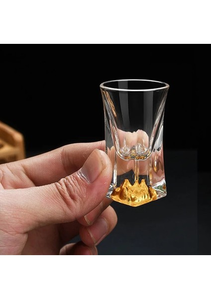 H 6 Adet 6'lı Paket 0.5 Oz Mini Boy Gözlük Şeffaf Samimi Tekila Bardağı Viski Shot Bardağı Seti Ruh Gözlükleri Altın Kenarlı Holografik (Yurt Dışından)