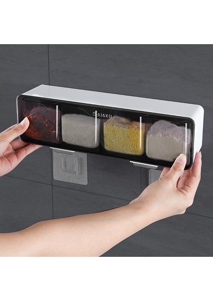 Açık Bej Mutfak Duvara Monte Baharat Kutusu Tuz Biber Baharat Rafı Kavanoz Şekerlik Mutfak Gadget Cihaz Setleri Baharat Kutusu Organizatör Aracı (Yurt Dışından)