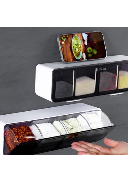 Açık Bej Mutfak Duvara Monte Baharat Kutusu Tuz Biber Baharat Rafı Kavanoz Şekerlik Mutfak Gadget Cihaz Setleri Baharat Kutusu Organizatör Aracı (Yurt Dışından) fırsatları