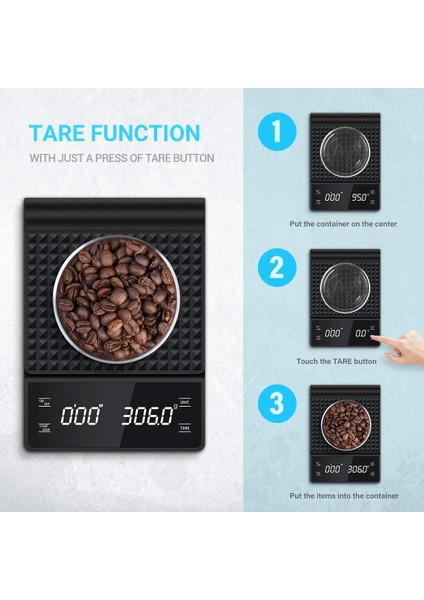 2 Terazi 3 Kg/0.1g Dijital Mutfak Ağırlığı Gram Elektronik Denge Yüksek Hassasiyetli Kahve Terazisi Taşınabilir Zamanlayıcı ile Gıda Espresso Tozu (Yurt Dışından) fiyatları