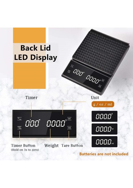 2 Terazi 3 Kg/0.1g Dijital Mutfak Ağırlığı Gram Elektronik Denge Yüksek Hassasiyetli Kahve Terazisi Taşınabilir Zamanlayıcı ile Gıda Espresso Tozu (Yurt Dışından) fırsatları