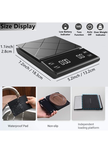 2 Terazi 3 Kg/0.1g Dijital Mutfak Ağırlığı Gram Elektronik Denge Yüksek Hassasiyetli Kahve Terazisi Taşınabilir Zamanlayıcı ile Gıda Espresso Tozu (Yurt Dışından) indirimleri
