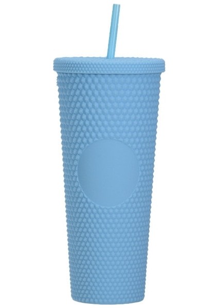Gök Mavisi 710 ml Plastik Kapaklı ve Samanlı Bardak Logosuz Yuvarlanan Soğuk Su Bardağı Çift Katmanlı Elmas Glow Tanrıça Fincan Kabarcık Özel Yapılmış (Yurt Dışından)