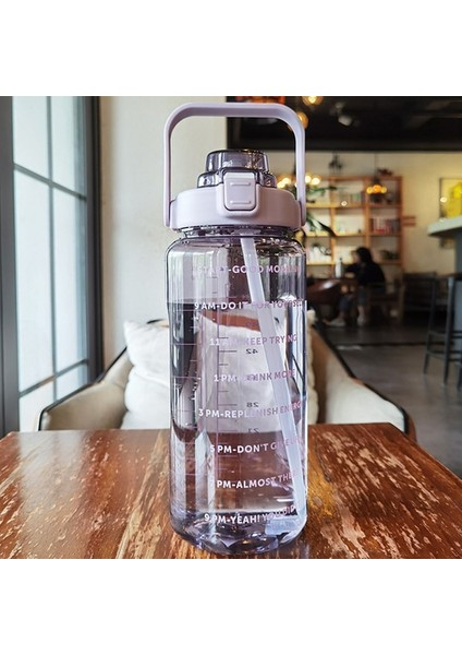 A Stil-Mor 2.0l 2 Litre Spor Su Şişesi Samanlı Erkek Kadın Spor Su Şişeleri Açık Soğuk Su Bottlesc Zaman Işaretleyicili Drinkware (Yurt Dışından)