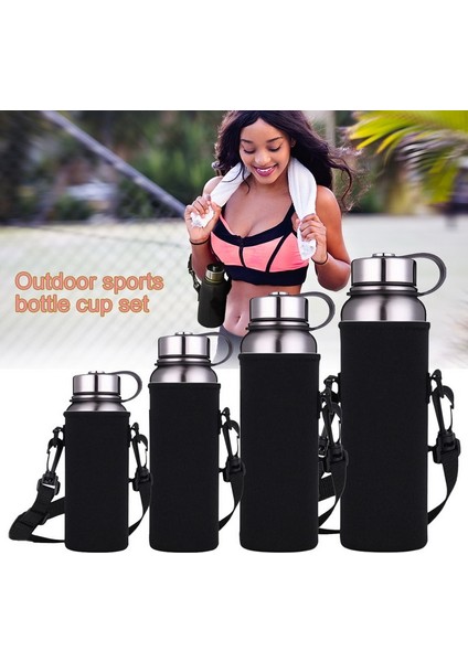9 cm x 25 cm 1500 ml Spor Su Şişeleri Taşıma Çantası W/kayış Neopren Su Tutucu Omuz Askısı Siyah Şişe Taşıyıcı Yalıtım Çantası (Yurt Dışından)