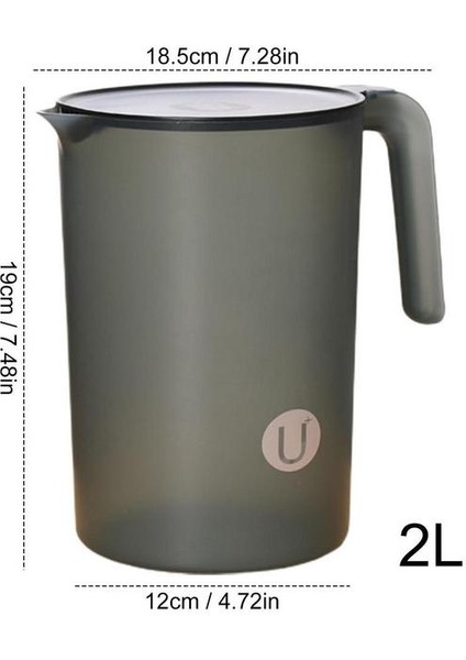 Siyah 2l Su Sürahi Sürahi Isıya Dayanıklı Içecek Dispenseri Ergonomik Saplı Soğuk Sıcak Su Deposu Ev Seyahat Okul Için (Yurt Dışından)