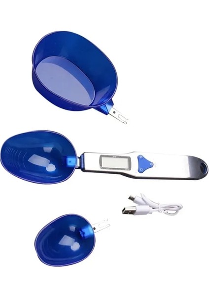 Mavi Dijital Mutfak Terazisi ile 3 Kaşık Ağırlık Ölçme Gıda Unu Elektronik Kaşık Ölçeği 500G/0.1G Mutfak Aracı Kahve Çay Için (Yurt Dışından)