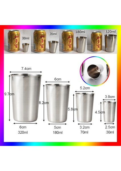 Gösterildiği Gibi 180 ml Cilalı 30/70/180/320 ml Mini Paslanmaz Çelik Shot Cam Bardak Ev Mutfak Bar Için Deri Kapaklı Çanta Içme Şarap Bardakları (Yurt Dışından)