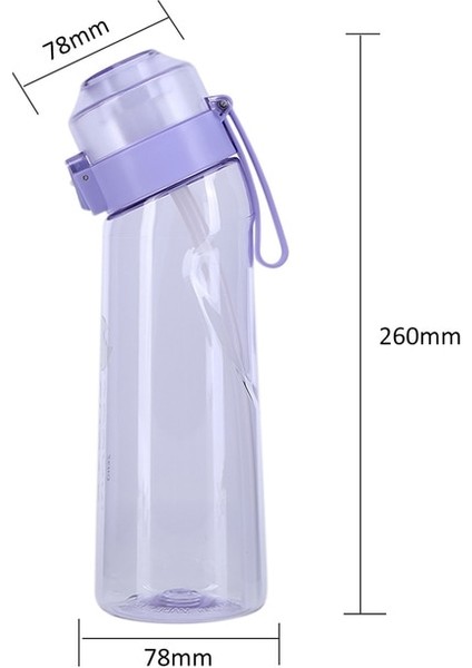 Mor Şişe 650ML Hava Aromalı Su Şişesi, 7/5 Lezzet Kokulu Yüzükler 0 Şeker 0 Kalori Açık Spor Plastik Bardaklar Sızdırmaz Drinkware (Yurt Dışından)