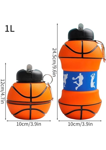 1l Turuncu 500ML-1000ML 550ML Katlanabilir Futbol Çocuk Su Şişeleri Taşınabilir Spor Su Şişesi Futbol Futbol Topu Şekilli Su Şişesi Silikon Bardak (Yurt Dışından)