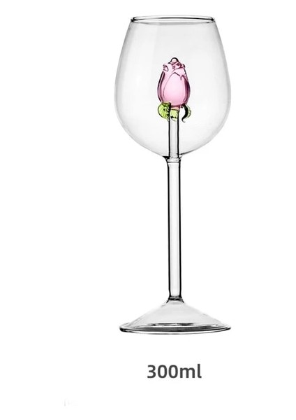 Rose Bordeaux 1 Adet Yaratıcı 3D Pembe Cam Gül Dahili Kırmızı Beyaz Şarap Bardakları Fincan Kadeh Takımı Kadehler Şampanya Flüt Ev Güzel Hediye (Yurt Dışından)