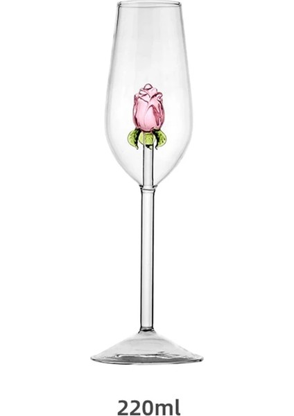 Rose Bordeaux 1 Adet Yaratıcı 3D Pembe Cam Gül Dahili Kırmızı Beyaz Şarap Bardakları Fincan Kadeh Takımı Kadehler Şampanya Flüt Ev Güzel Hediye (Yurt Dışından)