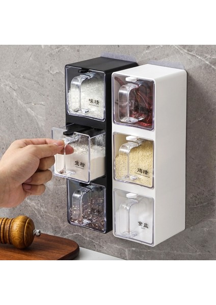 Siyah 2 Izgara Baharat Kutusu Çok Izgaralı Ev Organizatör Mutfak Seti Kombinasyonu Tuzluk Baharat Kavanoz Saklama Kutusu Çeşni Organizatör Raf (Yurt Dışından) modelleri