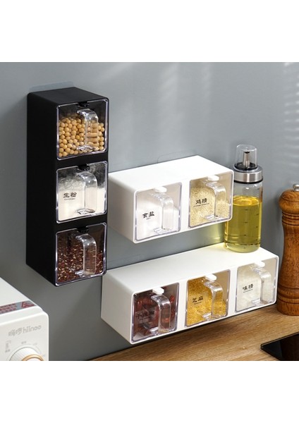 Siyah 2 Izgara Baharat Kutusu Çok Izgaralı Ev Organizatör Mutfak Seti Kombinasyonu Tuzluk Baharat Kavanoz Saklama Kutusu Çeşni Organizatör Raf (Yurt Dışından) fırsatları